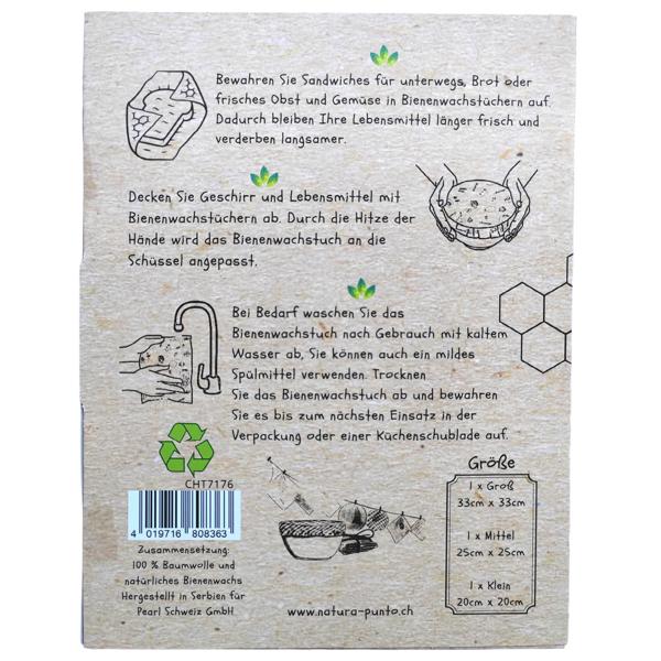 Bienenwachstücher 3er Set - Rundes Avocado-Design Grün-Gelb - Nachhaltige & wiederverwendbare Alternative für frische Lebensmittel im Kühlschrank - 33/25/20cm