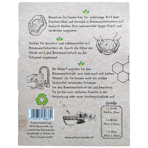Bienenwachstücher 3er-Set - Frische Lebensmittel, nachhaltig & wiederverwendbar - Runde Form, blaues Blumendesign, 33/25/20cm – Umweltfreundlich