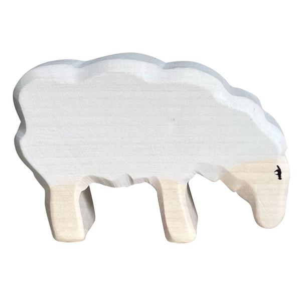 Holztier Schaf Weiss 10x6.5x3cm - Handgefertigt mit Bio-Ölen poliert - Nachhaltiges Lernspielzeug & Weihnachtsgeschenk - Fördert Fantasie & Intelligenz
