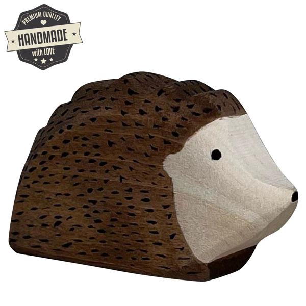 Holztier Igel handgefertigt aus Linde - Nachhaltig mit Bio-Ölen poliert für fantasievolles Spiel - Ideales Geschenk für Kinder ab 3 Jahren - 7x4x2cm