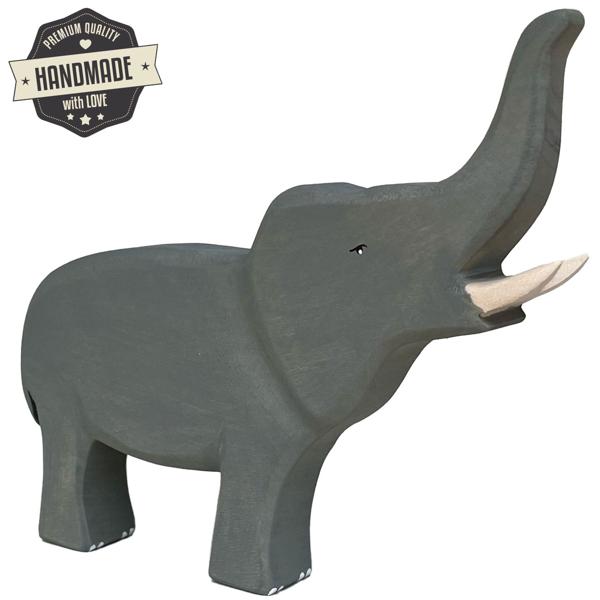 Holztier Elefant handgefertigt 22x18x3 cm - Fördert Fantasie & Intelligenz - Nachhaltig mit Bio-Ölen poliert - Sicheres Holzspielzeug für Kinder