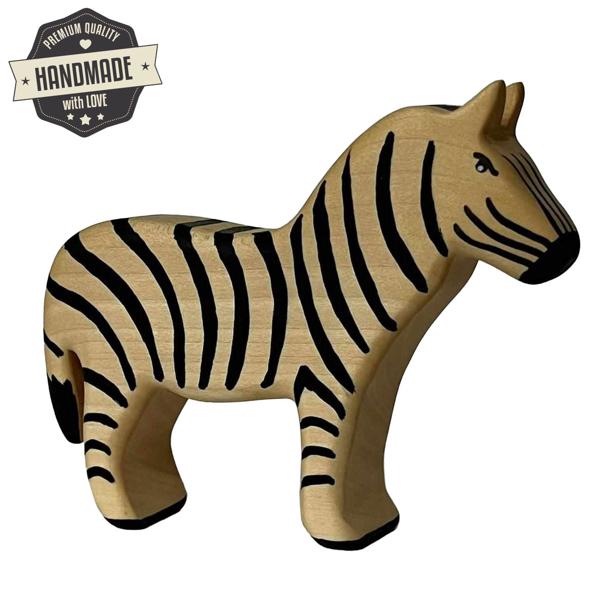 Holztier Zebra handgefertigt aus nachhaltiger Forstwirtschaft - fantasievolles Spielzeug für Kinder - 15x11x3 cm - mit Bio-Ölen poliert