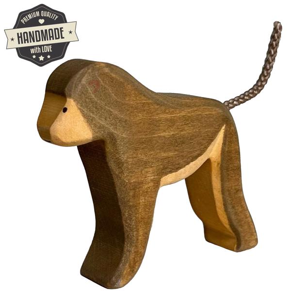 Holztier Affe, handgefertigt, 8,5 x 7 x 2 cm