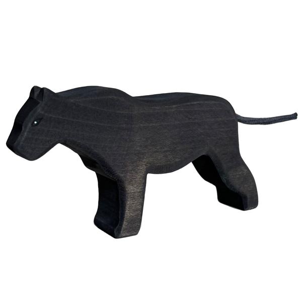 Holztier Panter - Handgefertigt, nachhaltig & umweltfreundlich mit Bio-Ölen poliert - 16x8x3 cm Holzspielzeug für Kinder, fördert Fantasie & Intelligenz