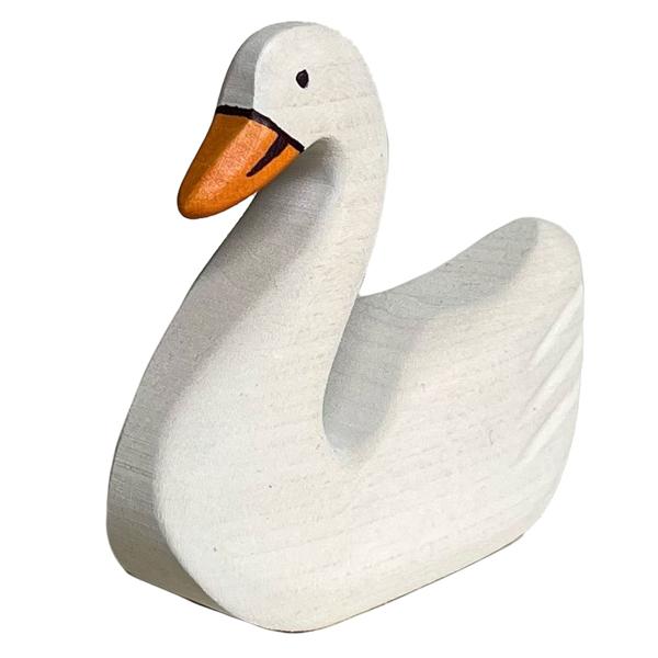 Holztier Schwan - Handgefertigt, 15x8x3 cm - Nachhaltig, Bio-Öle poliert - Fördert Fantasie & Spielspass - Kinderspielzeug Geschenk