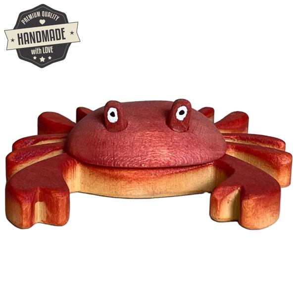 Holztier Krebs - handgefertigt & nachhaltig mit Bio-Ölen poliert - 8x7x2cm Holzspielzeug für Kinder - fördert Fantasie & Intelligenz - ideal als Geschenk