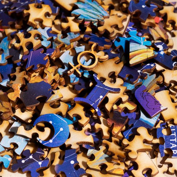 Sternzeichen Holz Puzzle Zwilling – 180 Teile Birkensperrholz Horoskop Ø 24 cm – Entspannung & Gedächtnistraining – Für Puzzle-Anfänger & Profis