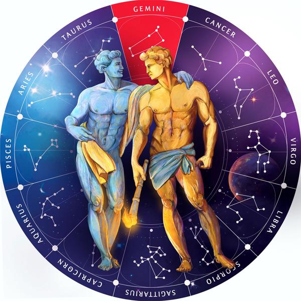 Sternzeichen Holz Puzzle Zwilling – 180 Teile Birkensperrholz Horoskop Ø 24 cm – Entspannung & Gedächtnistraining – Für Puzzle-Anfänger & Profis