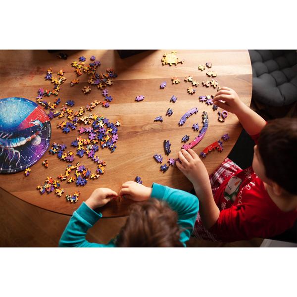 Sternzeichen Holz Puzzle Löwe aus Birkenholz - 180 Teile, Ø 24 cm - Entspannung & Gedächtnistraining - Geschenk für Astrologie-Fans