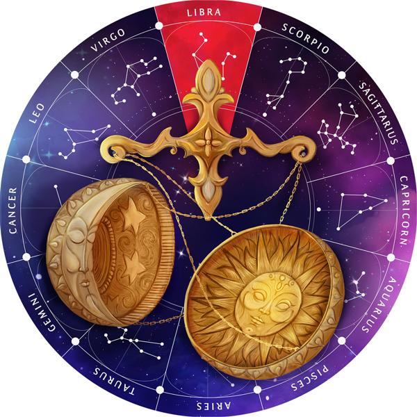 Sternzeichen Holz Puzzle Waage - 180 Teile, Horoskop Ø 24 cm - Entspannung & Gedächtnistraining - Birkenholz aus Russland - Geschenkidee