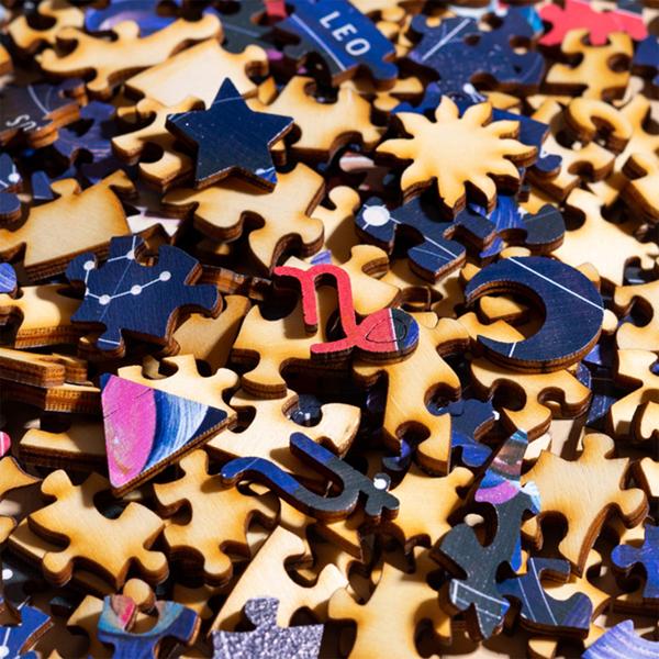 Sternzeichen Holzpuzzle Steinbock - 180 Teile Birkensperrholz Ø 24 cm - Entspannung Geschenk für Astrologie & Horoskop Fans - Gedächtnistraining