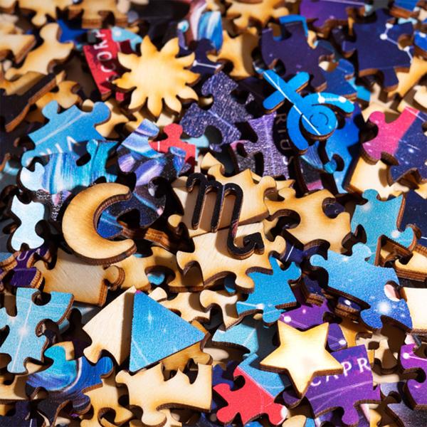 Sternzeichen Holz Puzzle Skorpion - 180 Teile - Horoskop Ø 24 cm - Birkenholz - Entspannung - Geschenk - Gedächtnistraining - Für Puzzle-Anfänger & Profis