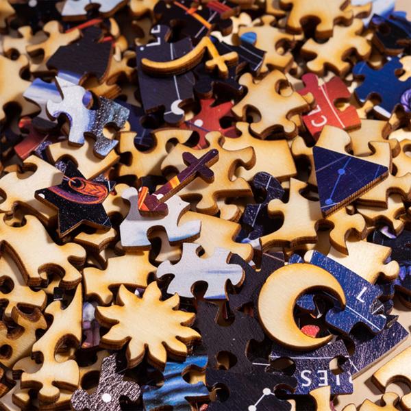 Sternzeichen Holzpuzzle Schütze - Entspannung & Gedächtnistraining - 180 Teile aus Birkenholz - Ø 24 cm - Ideales Geschenk - Tierkreiszeichen