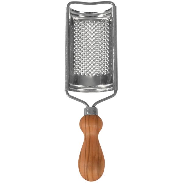 Käsereibe mit Olivenholz-Griff - Professionelle Edelstahl-Reibe für Käse, Gemüse & Gewürze - 20x7cm - Handgefertigt in Italien - MOCA-zertifiziert