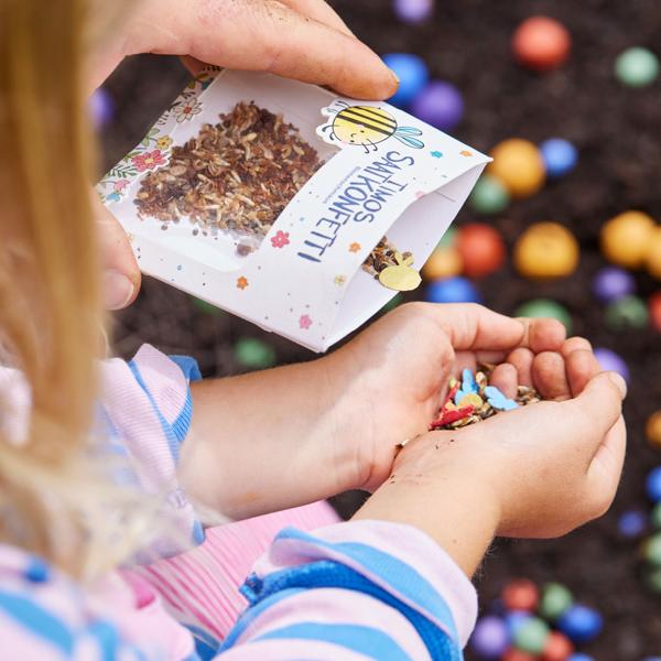 Buntes Saatgutkonfetti zum Einpflanzen - Bunter Gartenspass für Kinder & Familien - Ungiftiges Wildblumensaatgut & Saatpapierformen - Ökologisch abbaubar