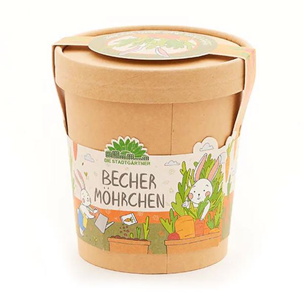 Karotten Anzucht-Set "Möhrchen aus dem Becher" - Komplettes Pflanzset mit Saatgut für Kinder & Erwachsene - Ideales Geschenk zu Geburtstag für Garten-Fans