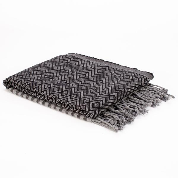 Hamamtuch 2er-Set - Kuschelweich & hautfreundlich aus 100% reiner Baumwolle - Handmade, schwarz/weiss, 190x90cm - Waschbar bei 40°