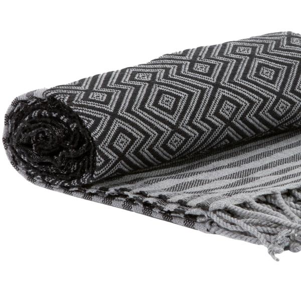 Hamamtuch 2er-Set - Kuschelweich & hautfreundlich aus 100% reiner Baumwolle - Handmade, schwarz/weiss, 190x90cm - Waschbar bei 40°