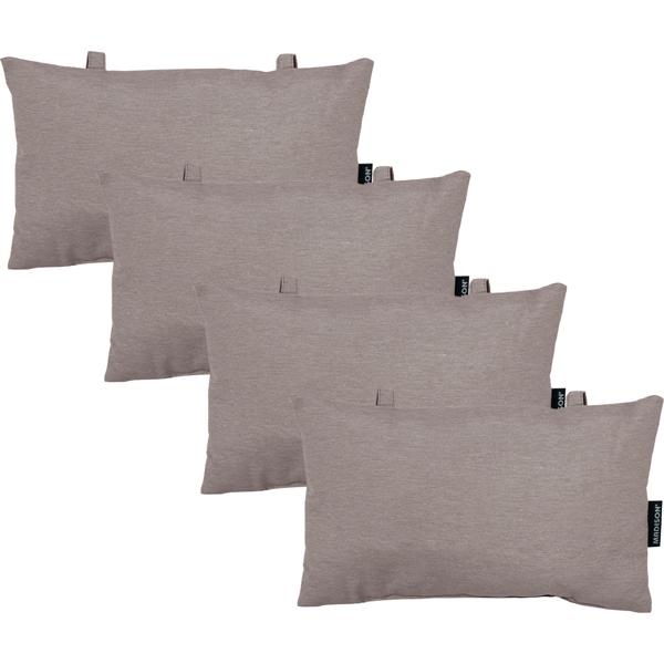 4er-Set Universelles Kopfkissen für Garten- und Liegestühle, ca. 24 x 40 cm, taupe, für höchsten Komfort & Entspannung, stilvoll & langlebig
