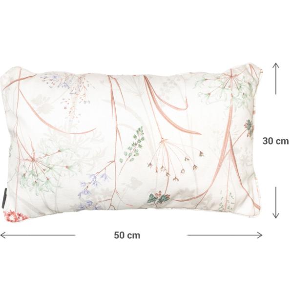 4er-Set Bequemes Deko-Kissen Outdoor, Blumenmuster weiss, 30 x 50 x 10 cm, wetterfest, wasserabweisend & stilvoll für Garten, Terrasse & Balkon