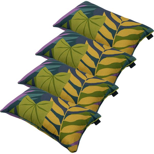 4er-Set Dekoratives Deko-Kissen Blätterdesign grün, 30 x 50 cm, robustes & farbechtes Kissen für Gartenmöbel, Lounge & Balkon