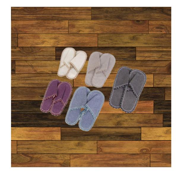 Wohlfühl Gästefinken-Set – 5 Paar bequeme Hausschuhe mit "Welcome"-Aufdruck, in diversen Farben, weich, rutschfest & hygienisch für Besucher & Gäste