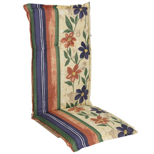 Hochlehner-Auflage Floral mit Streifen, 123 x 50 x 6 cm