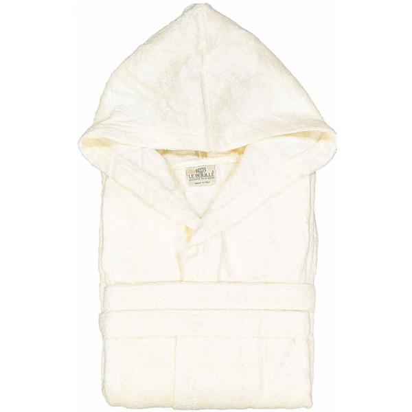 Bademantel Unisex Le Betulle - Weicher Holzfaser 70% & Baumwolle 30% - Grösse L, Elfenbein - OEKO-TEX, patentierte Herstellung in Italien - Für sensible Haut