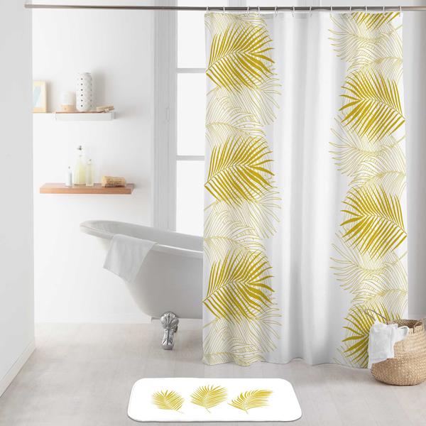 Duschvorhang gelbe Blätter - 180x200 cm aus 100% Polyester mit Haken - Wasserabweisend, schimmelresistent & maschinenwaschbar