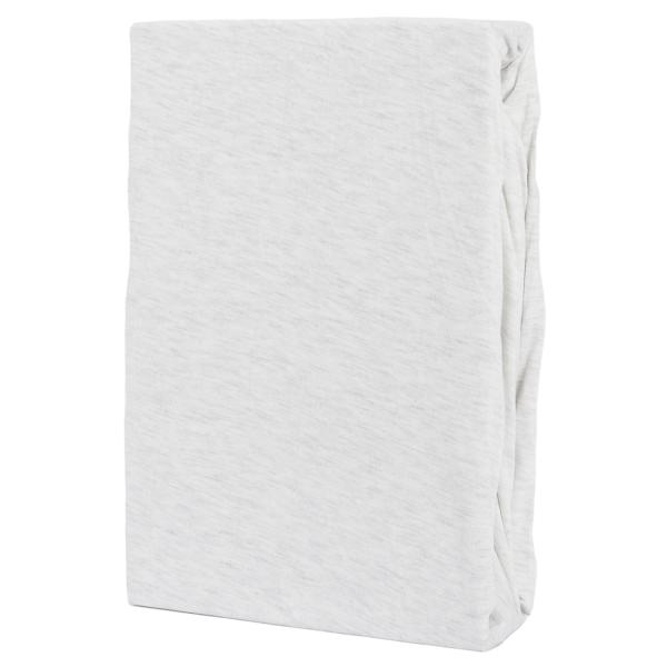 Premium Jersey Melange Fixleintuch, 100% Baumwolle, silber, 90-100 x 200 + 30 cm
