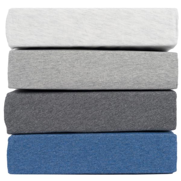 Premium Jersey Melange Fixleintuch, 100% Baumwolle, silber, 90-100 x 200 + 30 cm