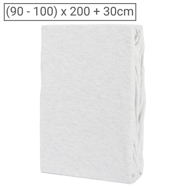Premium Jersey Melange Fixleintuch, 100% Baumwolle, silber, 90-100 x 200 + 30 cm