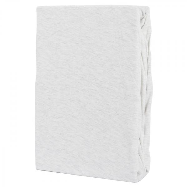 Premium Jersey Melange Fixleintuch - 100% Baumwolle, Öko-Tex Standard 100 - Silber, 180-200 x 200 + 30 cm, atmungsaktiv, Rundumgummizug, waschbar