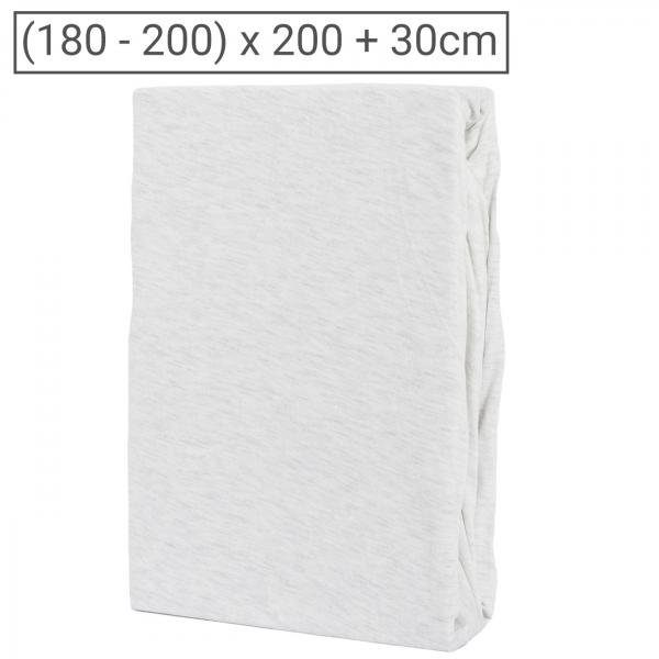 Premium Jersey Melange Fixleintuch - 100% Baumwolle, Öko-Tex Standard 100 - Silber, 180-200 x 200 + 30 cm, atmungsaktiv, Rundumgummizug, waschbar