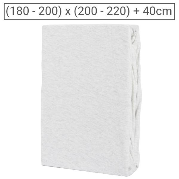 Premium Jersey Melange Fixleintuch - 100% Baumwolle, atmungsaktiv, hautfreundlich, Öko-Tex Standard 100 - Silber, 180-200x200-220+40 cm, waschbar bis 60 °C