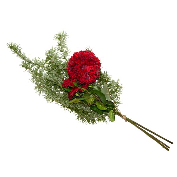 Künstliches Blumenbouquet Rot/Grün - Naturgetreue Deko für Winter & Ganzjährig - Polyester/Draht - 65cm Länge, 30cm Durchmesser - Ideal für Vase & Kränze