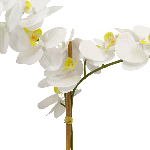 Seiden-Orchidee im Topf - Pflegeleichte Kunstpflanze mit 10 weissen Blüten - Detailgetreu, 61cm hoch, Polyester - Ideal für alle Räume