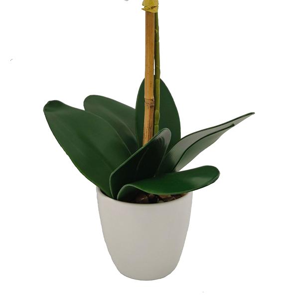 Seiden-Orchidee im Topf - Pflegeleichte Kunstpflanze mit 10 weissen Blüten - Detailgetreu, 61cm hoch, Polyester - Ideal für alle Räume