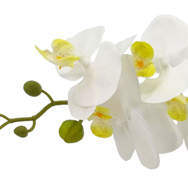 Seiden-Orchidee im Topf - Pflegeleichte Kunstpflanze mit 10 weissen Blüten - Detailgetreu, 61cm hoch, Polyester - Ideal für alle Räume