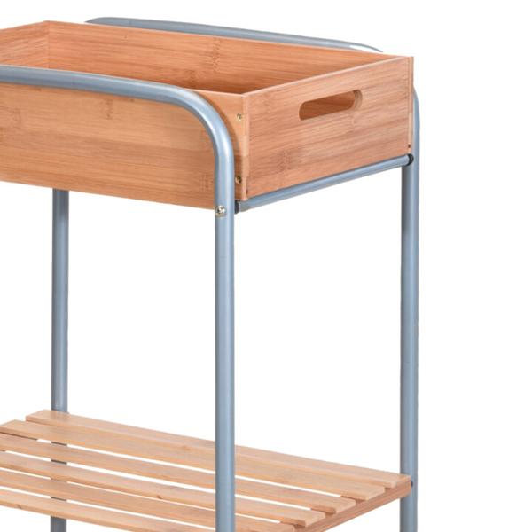 Praktischer Bad-Trolley: Bambus & Metall, 3 Ebenen, auf Rollen, 30x40x81cm – Abnehmbare Kiste, viel Stauraum & Ordnung im Badezimmer