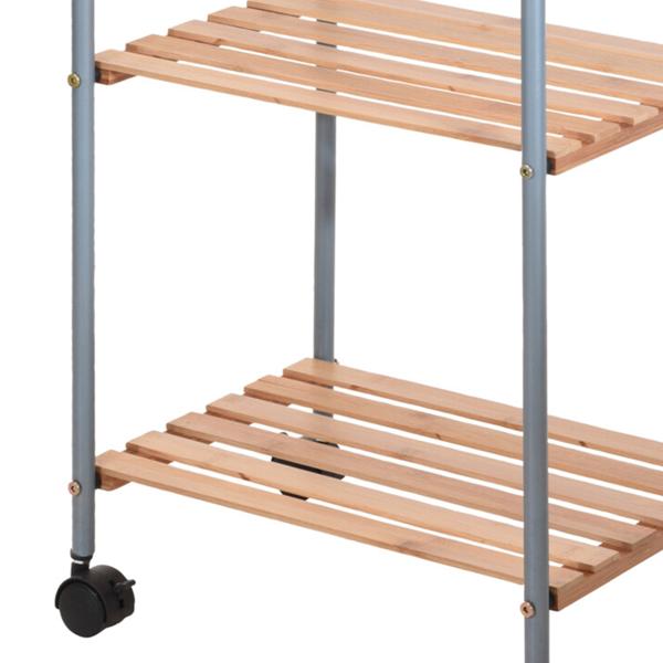 Praktischer Bad-Trolley: Bambus & Metall, 3 Ebenen, auf Rollen, 30x40x81cm – Abnehmbare Kiste, viel Stauraum & Ordnung im Badezimmer