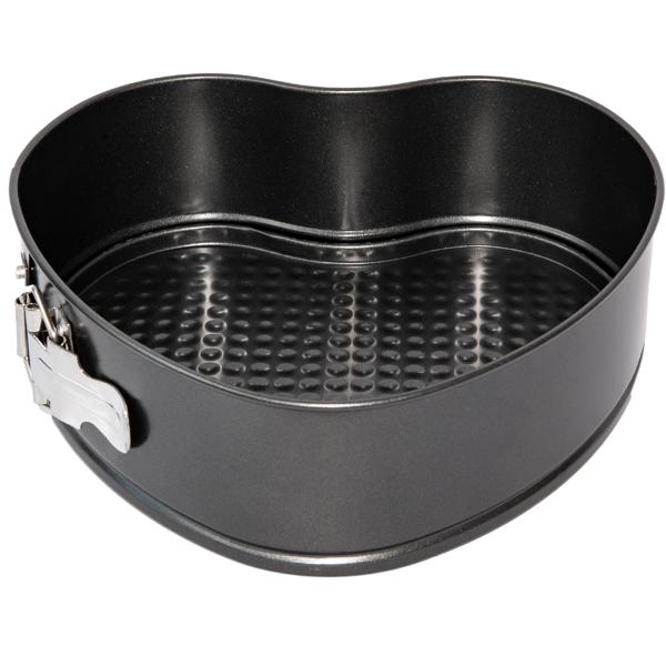 3-teiliges Springformen-Set aus Karbonstahl, schwarz, antihaftbeschichtet – 2 x Rund & Herzform, Backformen für Kuchen, Torten, Backzubehör