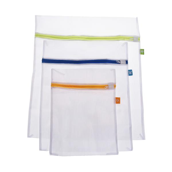 3-teiliges Wäschesack-Set mit Reissverschluss - Schutz für Feinwäsche, Dessous & Babykleidung bis 40°C - 3 Grössen: 53x46, 46x35, 35x27 cm