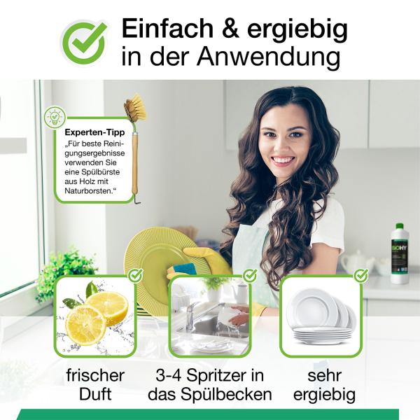 Spülmittel-Konzentrat 1 Liter - 100% vegan, pH 8, nachhaltig & kennzeichnungsfrei - Für Gastronomie & Zuhause - Made in Germany