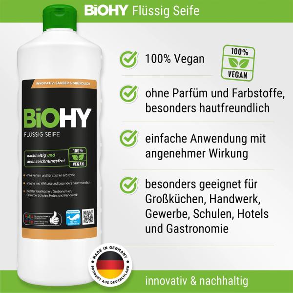 Flüssigseife-Konzentrat - 100% vegan, pH 4,8, nachhaltig & kennzeichnungsfrei, 1 Liter - Für Gastronomie, Küchen, Gewerbe & Haushalt - Ohne Parfum & Farbstoffe
