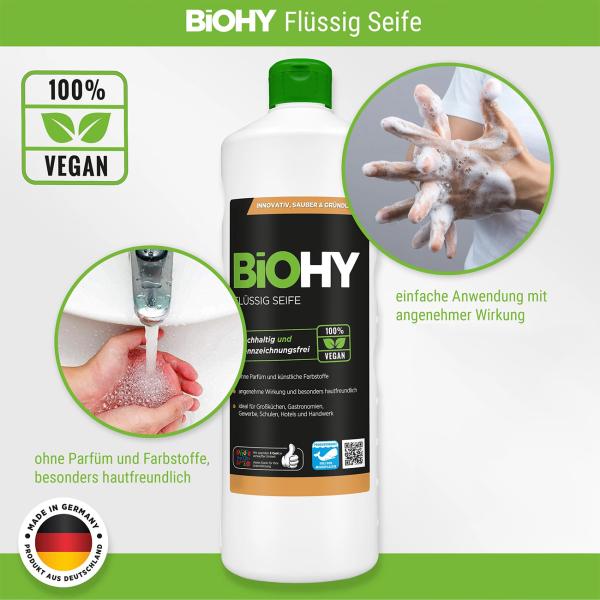 Flüssigseife-Konzentrat - 100% vegan, pH 4,8, nachhaltig & kennzeichnungsfrei, 1 Liter - Für Gastronomie, Küchen, Gewerbe & Haushalt - Ohne Parfum & Farbstoffe