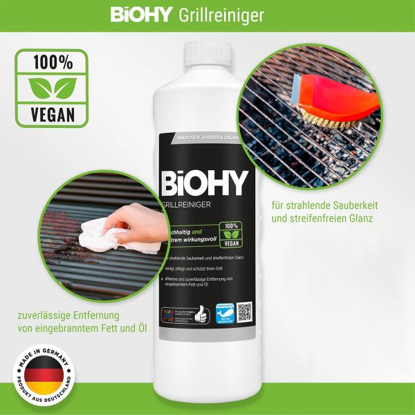 Grillreiniger-Konzentrat 1L - 100% vegan, pH 14, kraftvolle Fettlöse-Formel für Holzkohle-, Gas-, Elektro- & Tischgrills - reinigt Backöfen, Töpfe & Pfannen