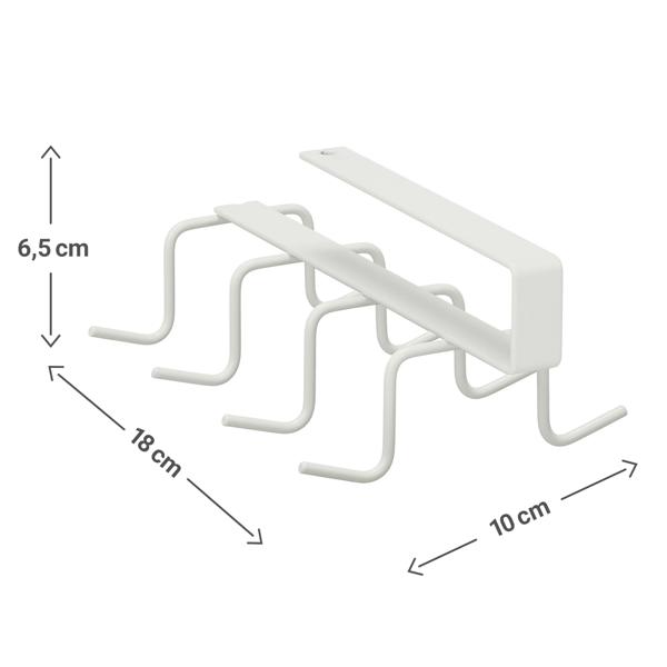 Schrankeinsatz Metall zum Einhängen - Halterung mit 8 Haken für Kleiderschrank & Küche - Weiss - 6,5x10x18cm - Ohne Bohren - Extra Stauraum
