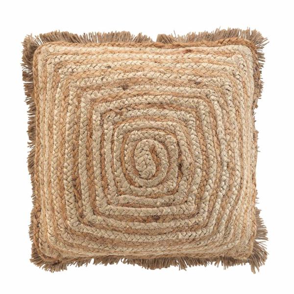 Jute Kissenhülle 45x45 cm - Ethno-Design für Sofa & Lounge - Baumwoll-Rückseite mit Fransen & Reissverschluss - Langlebig & pflegeleicht