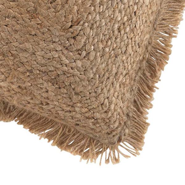 Jute Kissenhülle Ethno-Stil - Dekoration für Sofa, Lounge, Bett - Baumwoll-Rückseite, Fransen, Reissverschluss, Braun, 45x45 cm